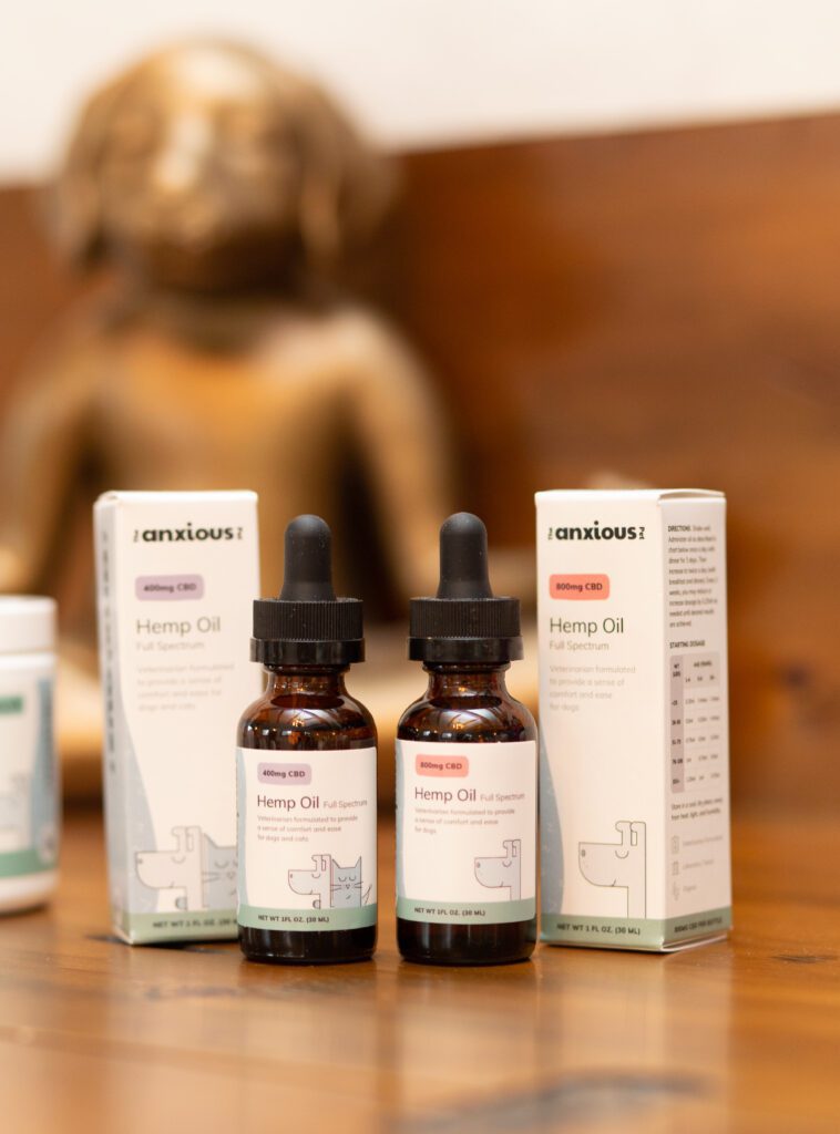 CBD oil from The Anxious Pet can help calm your anxious pet.