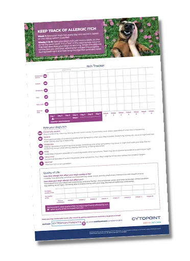 Cytopoint tracker helps you keep track of your dog's itch.