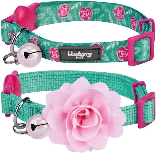 Photo of Blueberry Pet Breakaway Cat Collars in pink and turquoise