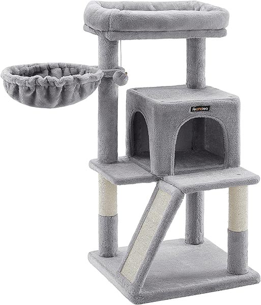 Photo of a gray FEANDREA Cat Tree Small Cat Tower