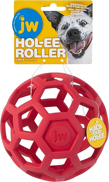 Photo of a JW HOL ee Roller Dog Fetch Treat Dispenser Puzzle Ball