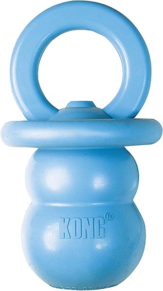 Photo of a baby blue KONG Puppy Teething Binkie