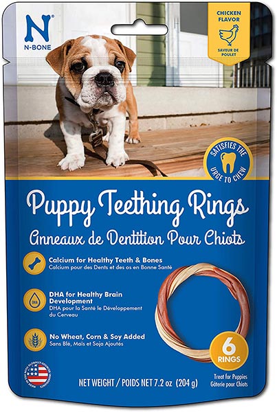 Photo of a pack of N Bone Puppy Teething Rings Chicken Flavor Dog Treat