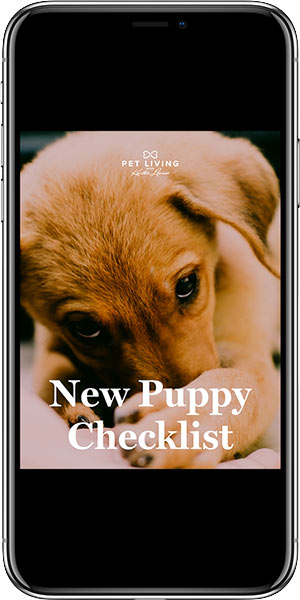 Smart phone with new puppy checklist on screen