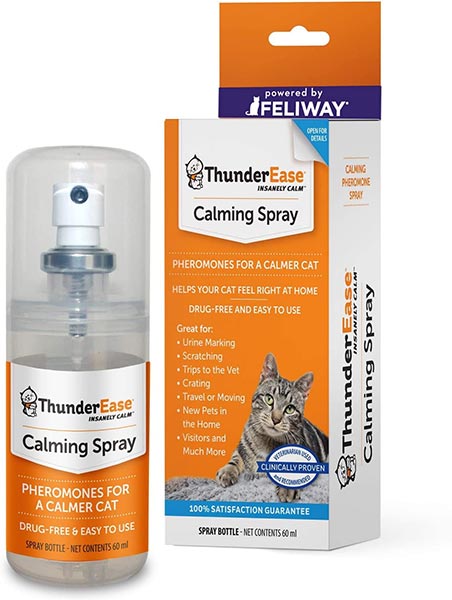 Photo of a bottle of ThunderEase Cat Calming Pheromone Spray